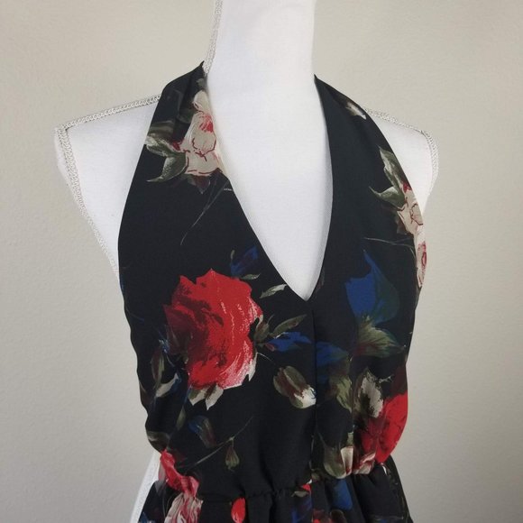 Foreign Exchange / S / Black Floral Halter Romper - Picture 3 of 4